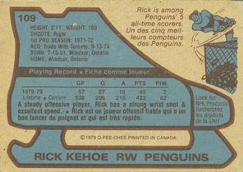 1979-80 O-Pee-Chee #109 Rick Kehoe Back
