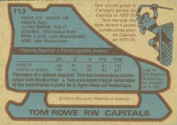 1979-80 O-Pee-Chee #113 Tom Rowe Back
