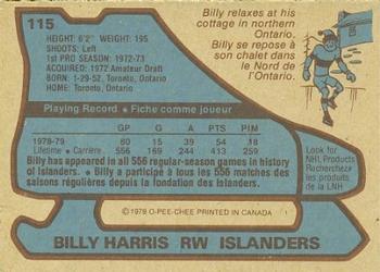 1979-80 O-Pee-Chee #115 Billy Harris Back
