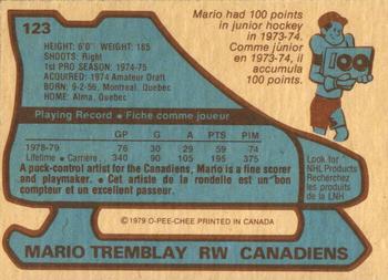 1979-80 O-Pee-Chee #123 Mario Tremblay Back