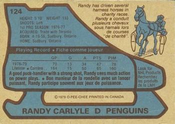 1979-80 O-Pee-Chee #124 Randy Carlyle Back
