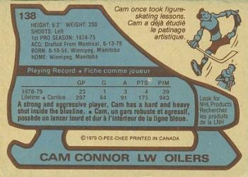 1979-80 O-Pee-Chee #138 Cam Connor Back