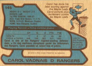 1979-80 O-Pee-Chee #145 Carol Vadnais Back