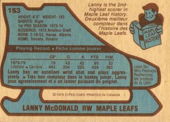 1979-80 O-Pee-Chee #153 Lanny McDonald Back