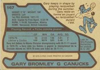 1979-80 O-Pee-Chee #167 Gary Bromley Back