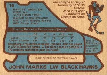 1979-80 O-Pee-Chee #16 John Marks Back