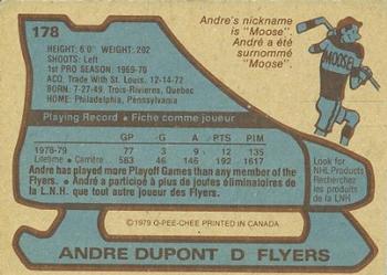 1979-80 O-Pee-Chee #178 Andre Dupont Back