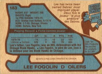 Lee Fogolin Hockey Card 1979-80 O-pee-chee #183 Lee Fogolin 