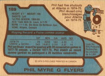 1979-80 O-Pee-Chee #189 Phil Myre Back