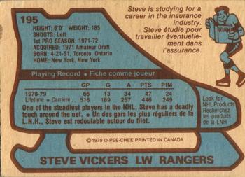 1979-80 O-Pee-Chee #195 Steve Vickers Back