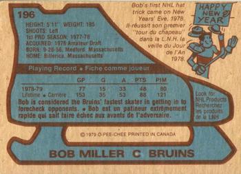 1979-80 O-Pee-Chee #196 Bob Miller Back