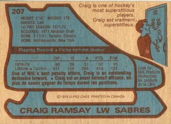 1979-80 O-Pee-Chee #207 Craig Ramsay Back