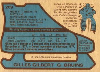 1979-80 O-Pee-Chee #209 Gilles Gilbert Back
