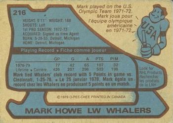 1979-80 O-Pee-Chee #216 Mark Howe Back