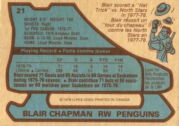 1979-80 O-Pee-Chee #21 Blair Chapman Back