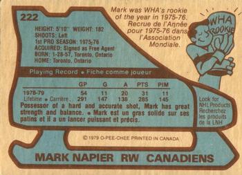 1979-80 O-Pee-Chee #222 Mark Napier Back