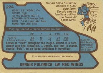 1979-80 O-Pee-Chee #224 Dennis Polonich Back