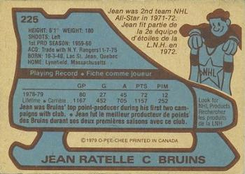 1979-80 O-Pee-Chee #225 Jean Ratelle Back