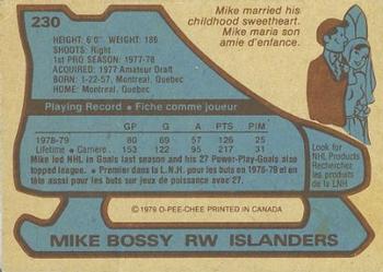 1979-80 O-Pee-Chee #230 Mike Bossy Back
