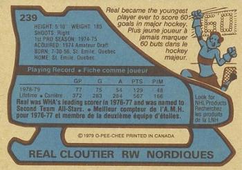 1979-80 O-Pee-Chee #239 Real Cloutier Back