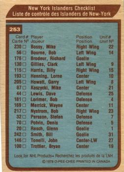1979-80 O-Pee-Chee #253 New York Islanders Back