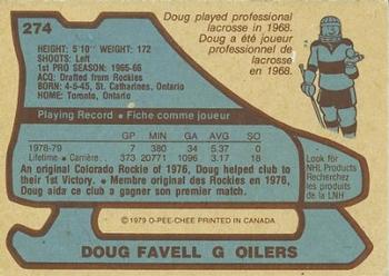 1979-80 O-Pee-Chee #274 Doug Favell Back