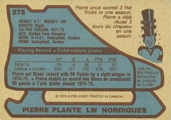 1979-80 O-Pee-Chee #275 Pierre Plante Back