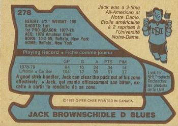 1979-80 O-Pee-Chee #278 Jack Brownschidle Back
