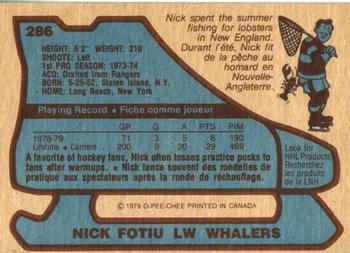 1979-80 O-Pee-Chee #286 Nick Fotiu Back