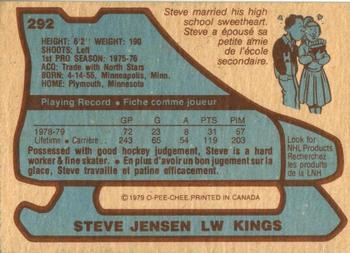1979-80 O-Pee-Chee #292 Steve Jensen Back
