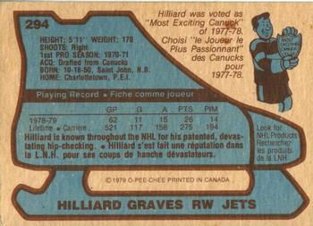 1979-80 O-Pee-Chee #294 Hilliard Graves Back