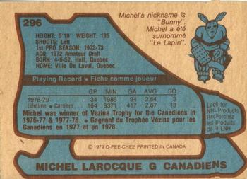 1979-80 O-Pee-Chee #296 Michel Larocque Back