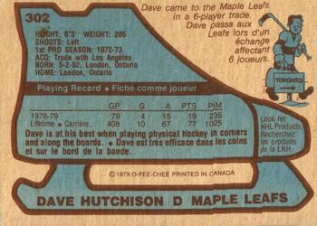 1979-80 O-Pee-Chee #302 Dave Hutchison Back