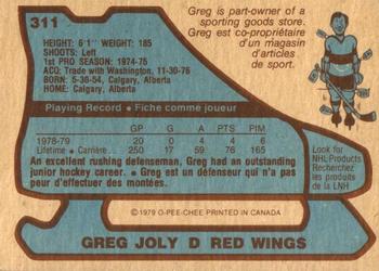 1979-80 O-Pee-Chee #311 Greg Joly Back