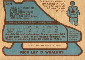 1979-80 O-Pee-Chee #314 Rick Ley Back