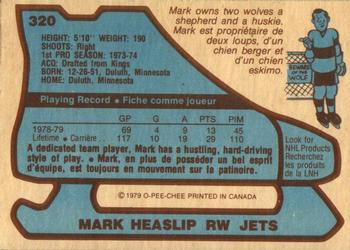 1979-80 O-Pee-Chee #320 Mark Heaslip Back