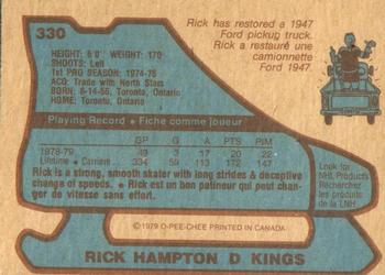 1979-80 O-Pee-Chee #330 Rick Hampton Back