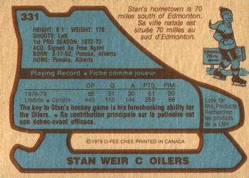 1979-80 O-Pee-Chee #331 Stan Weir Back