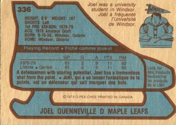 1979-80 O-Pee-Chee #336 Joel Quenneville Back