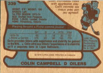 1979-80 O-Pee-Chee #339 Colin Campbell Back