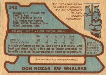 1979-80 O-Pee-Chee #342 Don Kozak Back