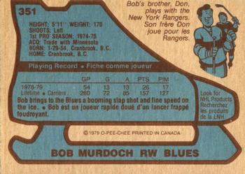 1979-80 O-Pee-Chee #351 Bob Murdoch Back