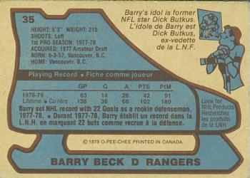 1979-80 O-Pee-Chee #35 Barry Beck Back