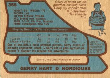 1979-80 O-Pee-Chee #365 Gerry Hart Back