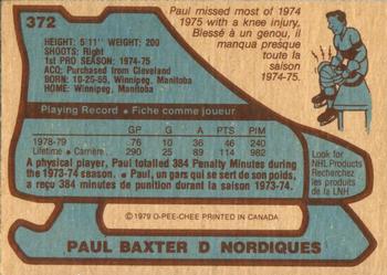 1979-80 O-Pee-Chee #372 Paul Baxter Back