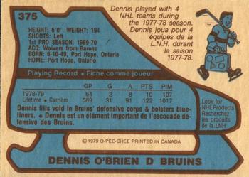 1979-80 O-Pee-Chee #375 Dennis O'Brien Back