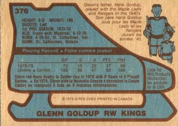 1979-80 O-Pee-Chee #376 Glenn Goldup Back