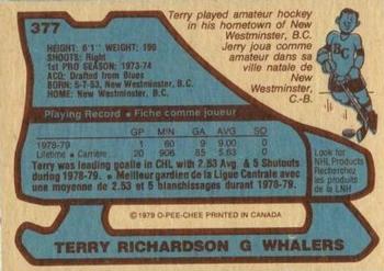1979-80 O-Pee-Chee #377 Terry Richardson Back