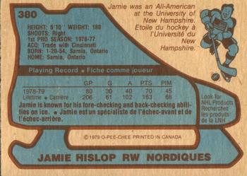 1979-80 O-Pee-Chee #380 Jamie Hislop Back