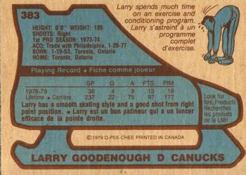 1979-80 O-Pee-Chee #383 Larry Goodenough Back